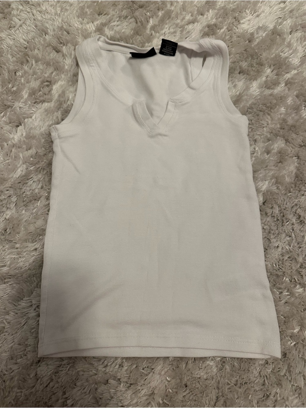 Rachel Zoe White Ribbed V-Notch Tank Top